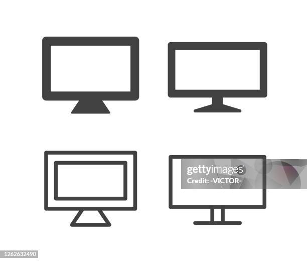 monitor - illustration icons - multiple computer screens white background stock illustrations