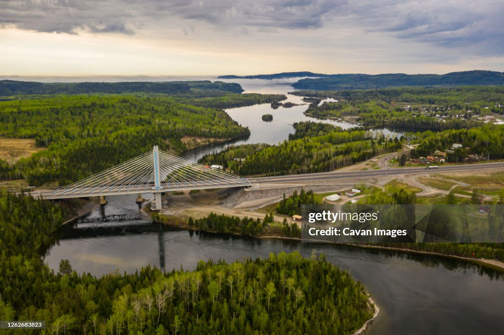 Nipigon River Bridge Overlooking Nipigon Bay During Sunrise