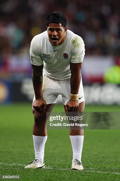 Manu Tuilagi of England looks on during the IRB 2011 Rugby World Cup Pool B match between England and Romania at Otago Stadium on September 24, 2011...