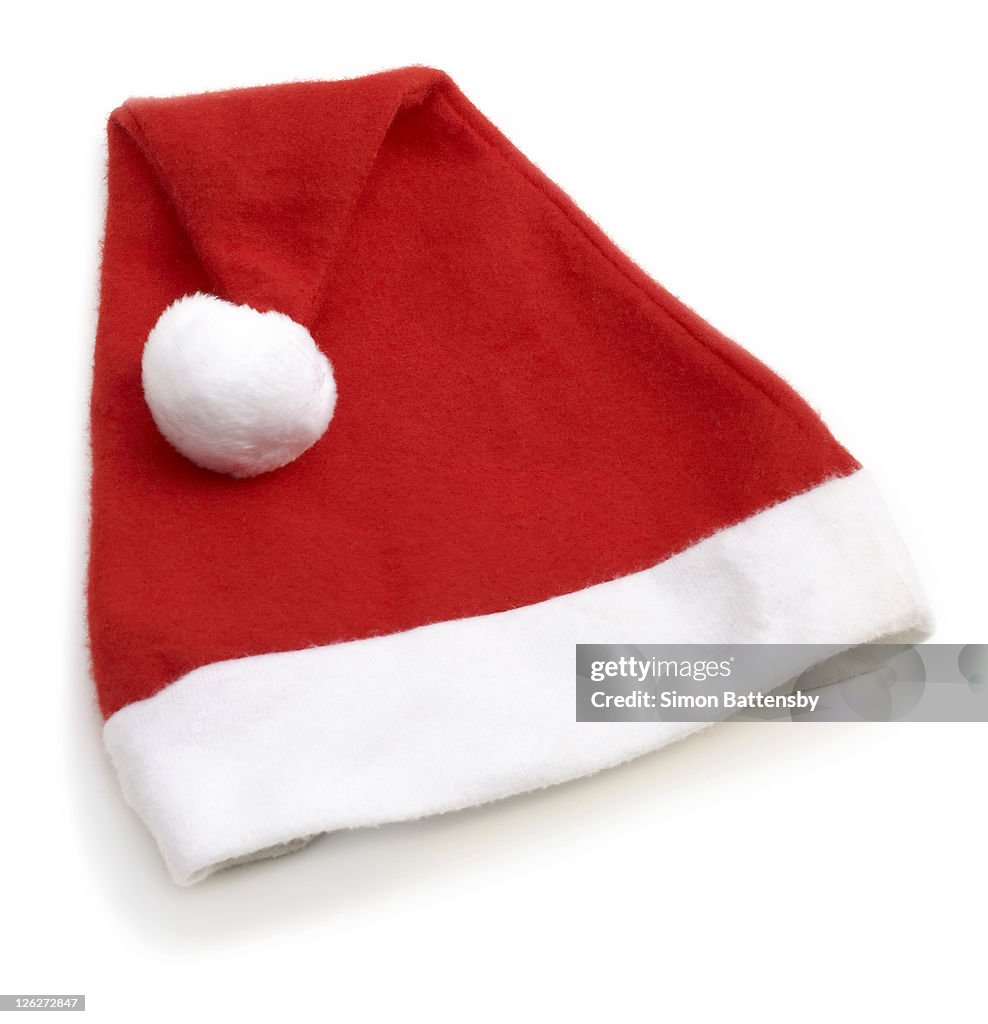 Santa hat on white background