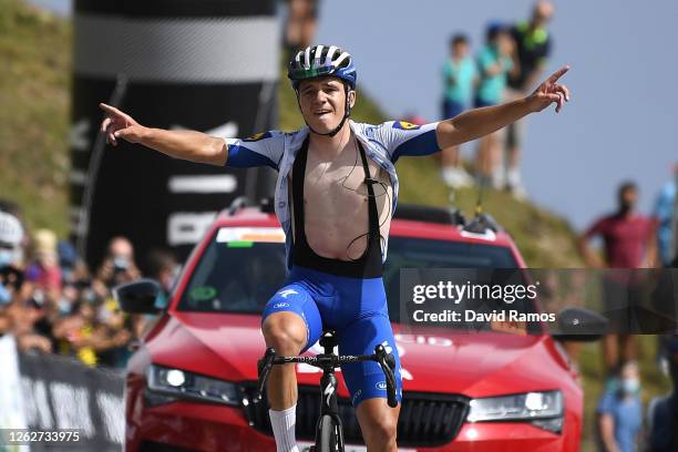 Arrival / Remco Evenepoel of Belgium and Team Deceuninck - Quick-Step / Celebration / during the 42nd Vuelta a Burgos 2020, Stage 3 a 150km stage...