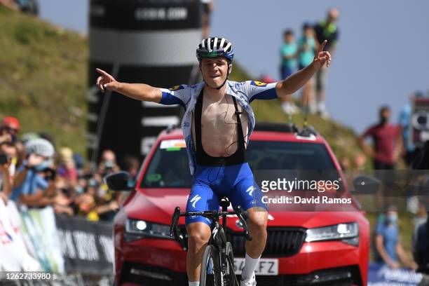 Arrival / Remco Evenepoel of Belgium and Team Deceuninck - Quick-Step / Celebration / during the 42nd Vuelta a Burgos 2020, Stage 3 a 150km stage...