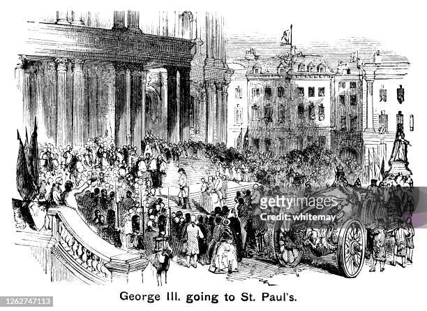 king george iii arriving at st paul's cathedral, london - london 18th century stock illustrations
