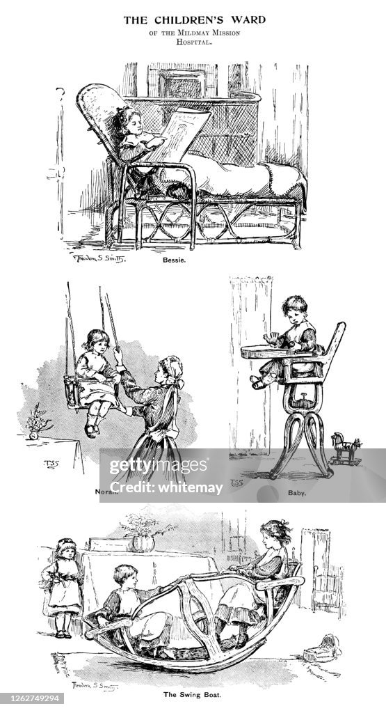 Scenes from the new Children's Ward of the Mildmay Mission Hospital in the late 19th century