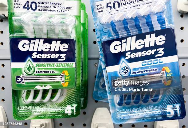 Gillette razors, a Procter & Gamble product, are displayed for sale in a pharmacy on July 30, 2020 in Los Angeles, California. Procter & Gamble...