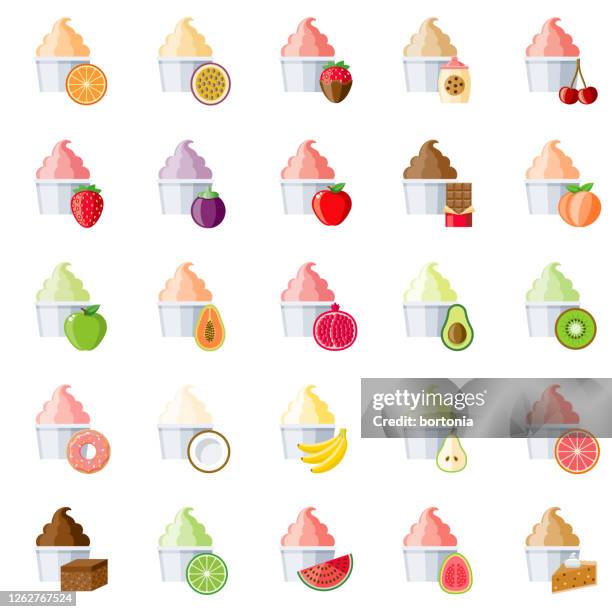 bildbanksillustrationer, clip art samt tecknat material och ikoner med ice cream smaker icon set - frozen apple