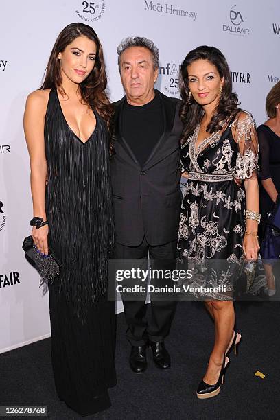 Yolanthe Cabau, Saverio Moschillo and Alessandra Moschillo attends amfAR MILANO 2011 at La Permanente on September 23, 2011 in Milan, Italy.