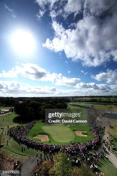 General View of the 18th green during the morning foursomes on day two of the 2011 Solheim Cup at Killeen Castle Golf Club on September 24, 2011 in...