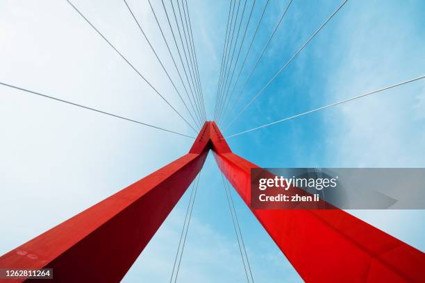 close-up of bridge structure - city below stock pictures, royalty-free photos & images