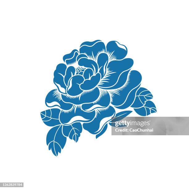 peony(china paper-cut patterns) - peony stock illustrations