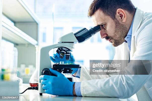 Man Looking Through Microscope Photos and Premium High Res Pictures ...