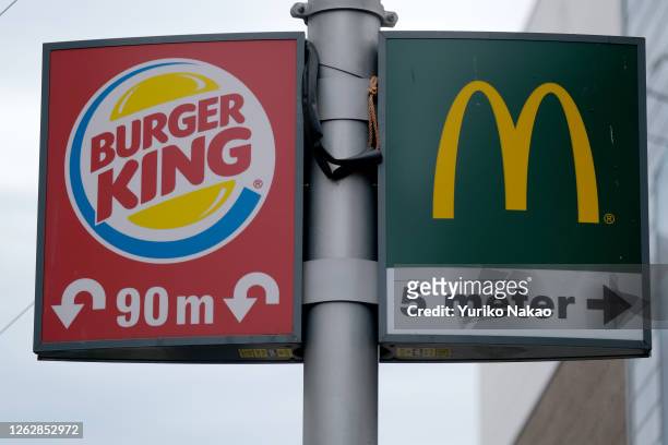 Signages of fast-food restaurants Burger King and McDonald's are pictured on July 27, 2020 in The Hague, Netherlands.
