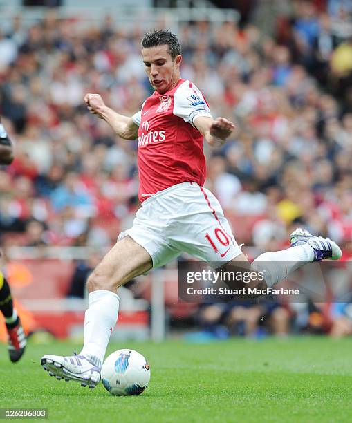 Robin van Persie of Arsenal during the Barclays Premier League match between Arsenal and Bolton Wanderers at Emirates Stadium on September 24, 2011...