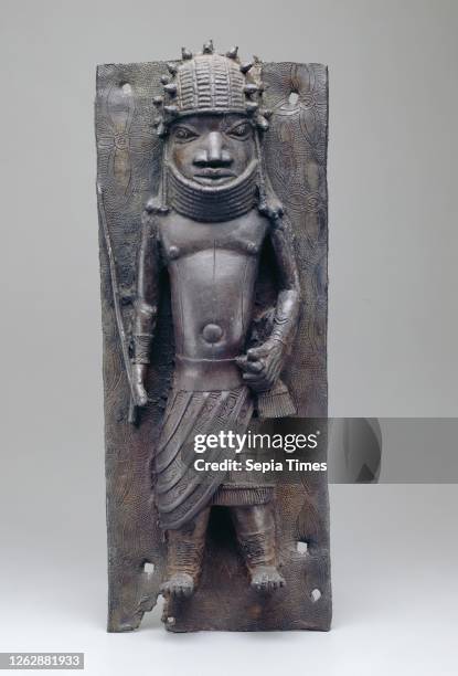 Benin, African, Figure of a Warrior Chief, 17th Century, bronze, 17 3/4 x 6 3/16 x 2 3/4 in.