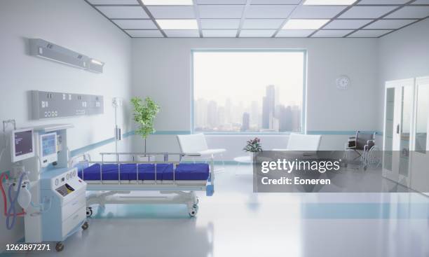 modern hospital room interior - ala-hospitalar imagens e fotografias de stock