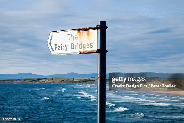 signpost to 'the fairy bridges' - bundoran donegal stock pictures, royalty-free photos & images