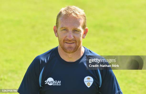 Derbyshire coach Steve Kirby poses for a portrait during the annual photocall day at Repton School on July 31, 2020 in Derby, England.