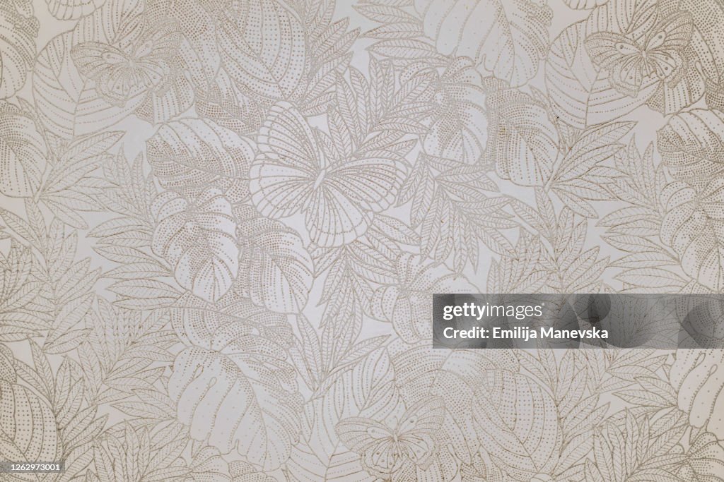 Wall paper with flowers and butterfly