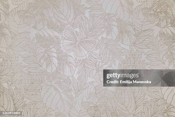 wall paper with flowers and butterfly - floral design ストックフォトと画像