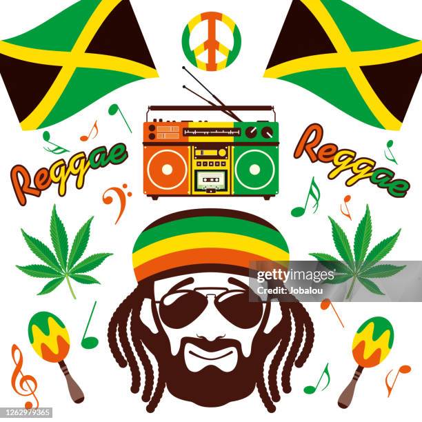 jamaican reggae style design elements - rastafarian stock illustrations