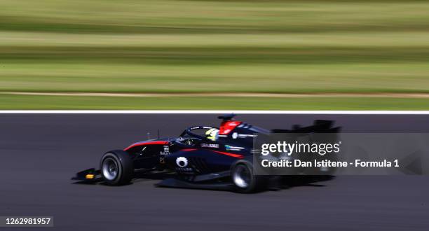 Max Fewtrell of Great Britain and Hitech Grand Prix drives on track during qualifying for the Formula 3 Championship at Silverstone on July 31, 2020...