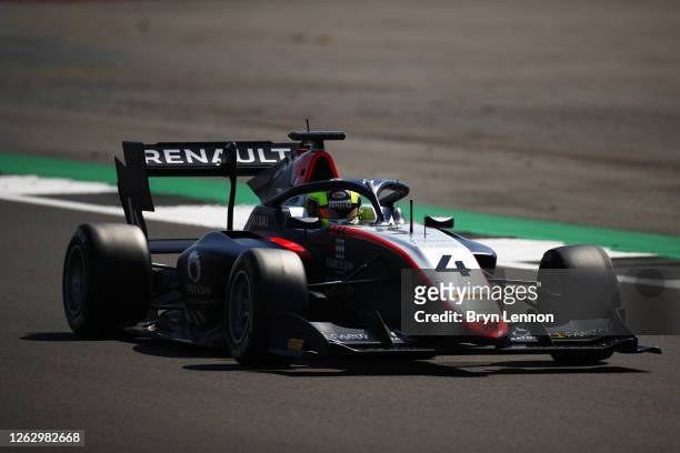Max Fewtrell of Great Britain and Hitech Grand Prix drives on track during qualifying for the Formula 3 Championship at Silverstone on July 31, 2020...