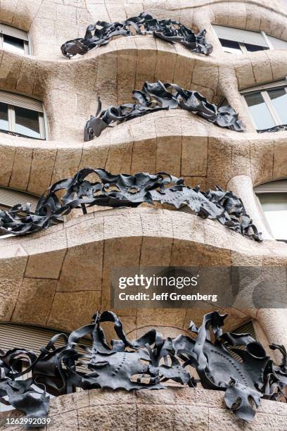 Spain, Barcelona, Casa Mila, La Pedrera, modernist architecture, by Antoni Gaudi.