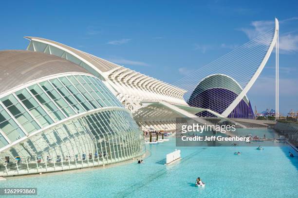 Spain, Valencia, City of Arts and Sciences, L'Hemisferic planetarium laserium, Prince Philip Science Museum, Assut de l'Or Bridge, L'Agora.