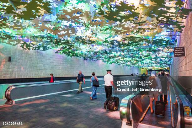 Georgia, Atlanta, Hartsfield-Jackson Atlanta International Airport, people-mover tunnel, ceiling art Flight Paths, by Steve Waldeck.