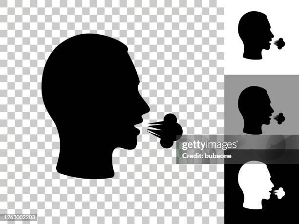 cough icon on checkerboard transparent background - man coughing stock illustrations