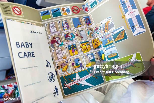 Florida, Fort Lauderdale, Delta Airlines, flight safety card with emergency instructions.