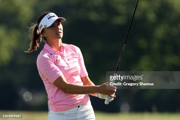 Klara Spilkova of the Czech Republic plays her shot from the sixth tee during the first round of the LPGA Drive On Championship at Inverness Club on...