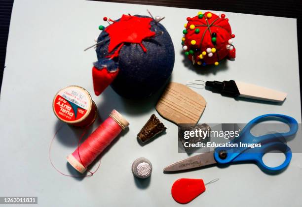 Sewing tools still life.