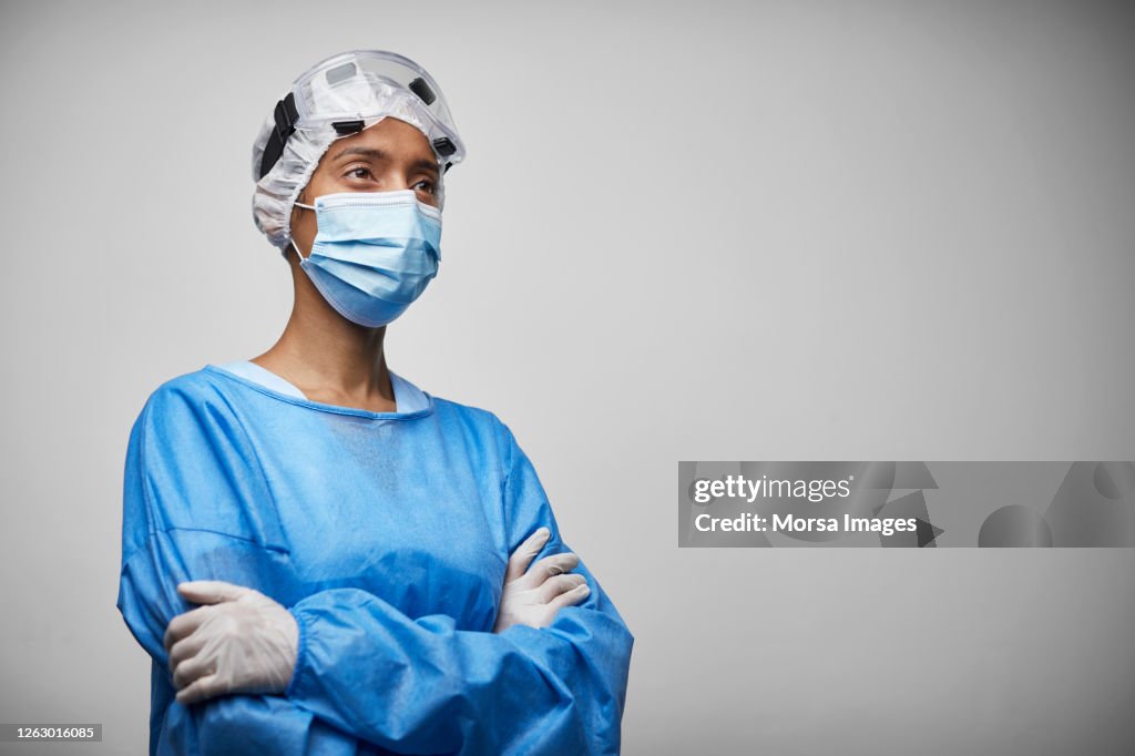 Portrait of Female Doctor/Nurse in Protective Workwear