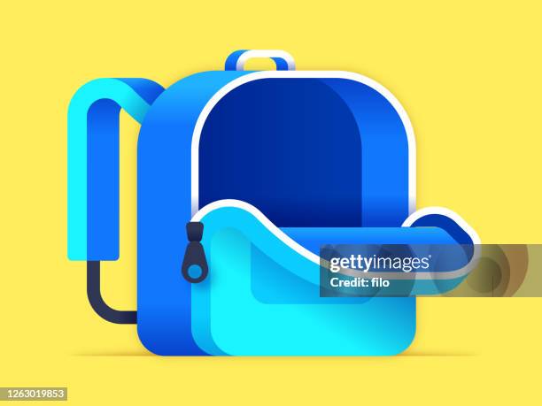 ilustraciones, imágenes clip art, dibujos animados e iconos de stock de mochila de escuela abierta - mochila bolsa