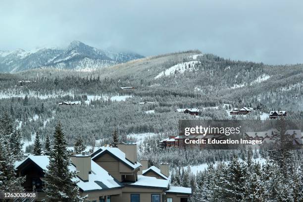 Condos and housing in the mountains around the Big Sky Ski Resort in south central Montana.