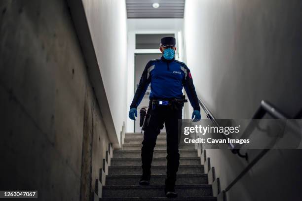 police starting their work day on the night shift - spain coronavirus stock pictures, royalty-free photos & images