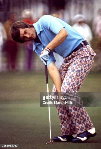 Golfer Forrest Fezler of the United States reacts after his putt during the 1973 Jackie Gleason Inverrary-National Airlines Classic on February 22,...