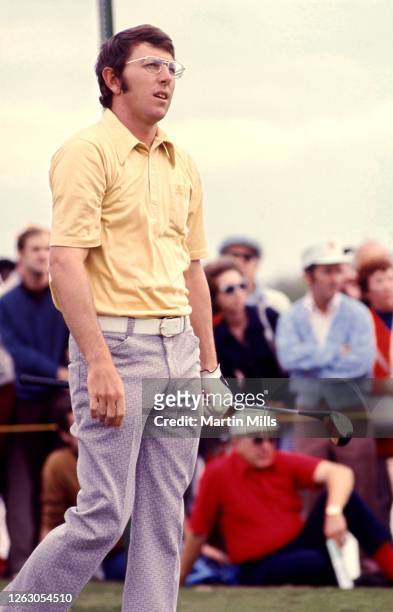 Golfer Hale Irwin of the United States reacts after his shot during the 1973 Jackie Gleason Inverrary-National Airlines Classic on February 22, 1973...