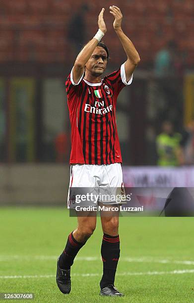 Filippo Inzaghi of AC Milan at the end of the Serie A match between AC Milan and AC Cesena at Stadio Giuseppe Meazza on September 24, 2011 in Milan,...