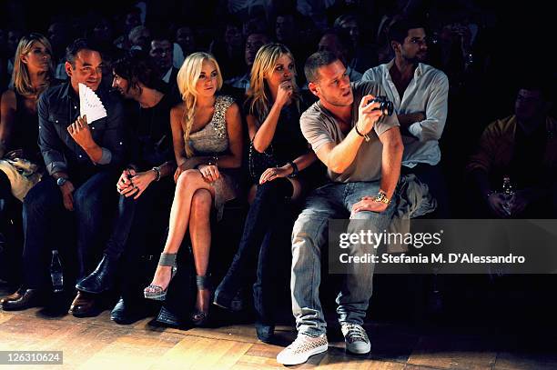 Actress Lindsay Lohan attends the Philipp Plein Urban Jungle Spring/Summer 2012 fashion show as part Milan Womenswear Fashion Week on September 24,...