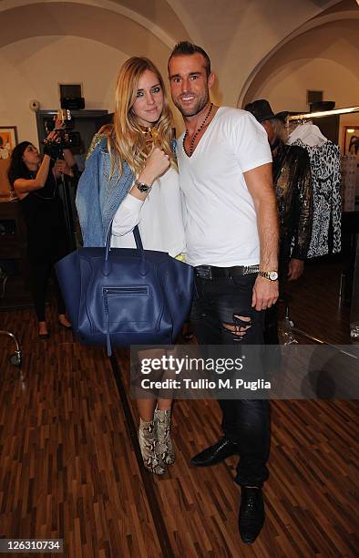 Chiara Ferragni and Philipp Plein attend the Philipp Plein Urban Jungle Spring/Summer 2012 fashion show as part Milan Womenswear Fashion Week on...