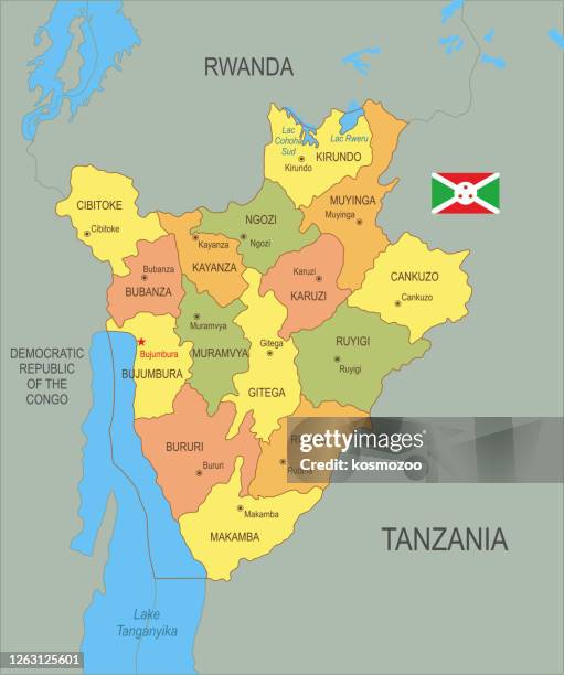 旗とブルンジのフラットマップ - burundi east africa点のイラスト素材／クリップアート素材／マンガ素材／アイコン素材