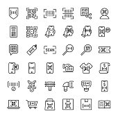 bar code and qr code scaning 36 outline icons