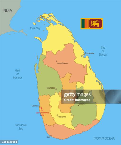 flat map of sri lanka
 with flag - sri lanka stock illustrations