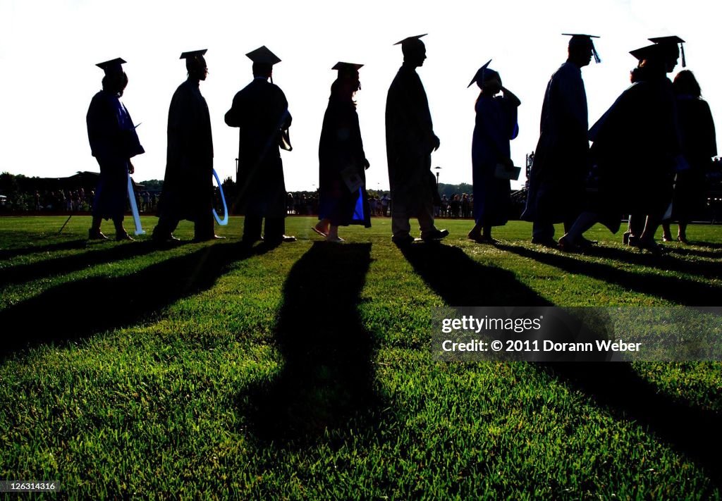 Graduates walking towards future