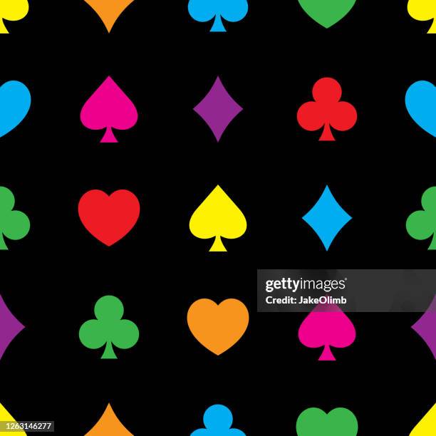 card suits pattern 2 colorful - diamond solitaire stock illustrations