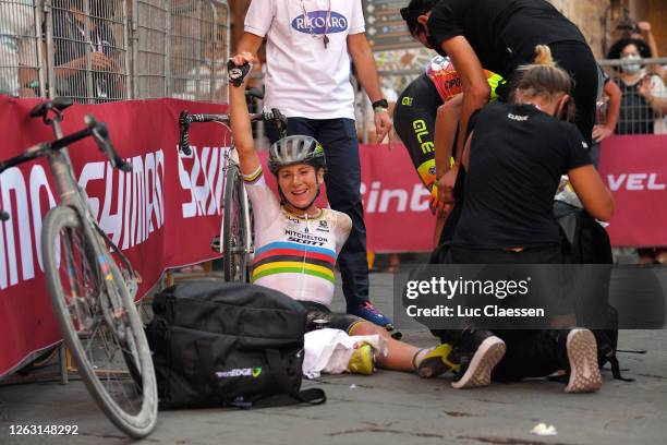 Arrival / Annemiek Van Vleuten of The Netherlands and Team Mitchelton Scott World Champion Jersey / Celebration / during the Eroica - 6th Strade...