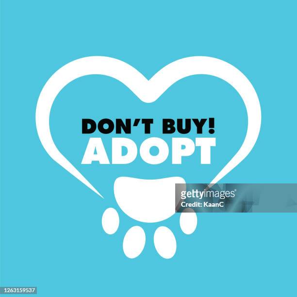 don't buy, adopt-. hand drawn inspirational quote about pet. lettering for posters, t-shirts, cards, invitations, stickers, banners. - childrens health fund 2018 annual benefit stock illustrations