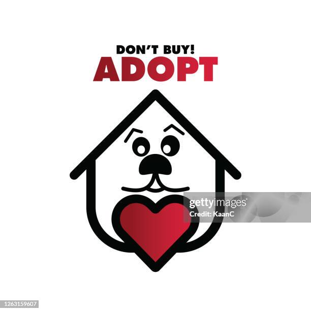 nicht kaufen, adopt-. hand gezeichnet inspirierende zitat über haustier. schriftzug für poster, t-shirts, karten, einladungen, aufkleber, banner. - pet adoption stock-grafiken, -clipart, -cartoons und -symbole